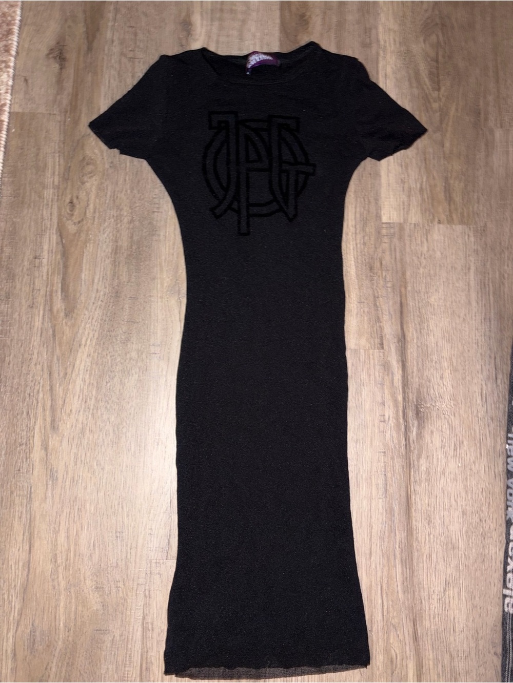 Jean Paul Gaultier Black Short-Sleeve Midi Bodycon Dress